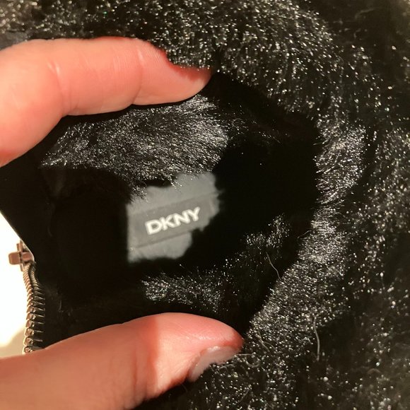 DKNY low cut boots, Man made leather and fur. Size 6.5 - Picture 3 of 5